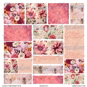 Pink Bees Patchwork Helper Element Sheet | Pre-Cut Vinyl for Epoxy Tumblers | 12x12 or 10x10 | Floral Honeycomb Patchwork Vinyl