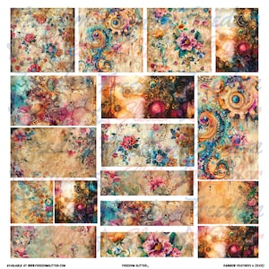 Steampunk Floral 2 Patchwork Helper Element Sheets | Pre-Cut Tumbler Elements | 12x12 or 10x10 | Epoxy Tumbler Supplies