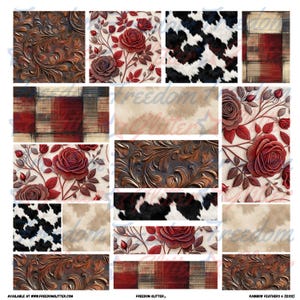 Western Patchwork Helper Element Sheets | Pre-Cut Tumbler Elements | 12x12 or 10x10 | Epoxy Tumbler Supplies