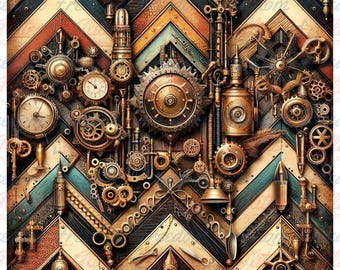 Chevron & Steampunk 3/Printed Vinyl/Adhesive Vinyl/Holographic Vinyl/Tumbler Wrap