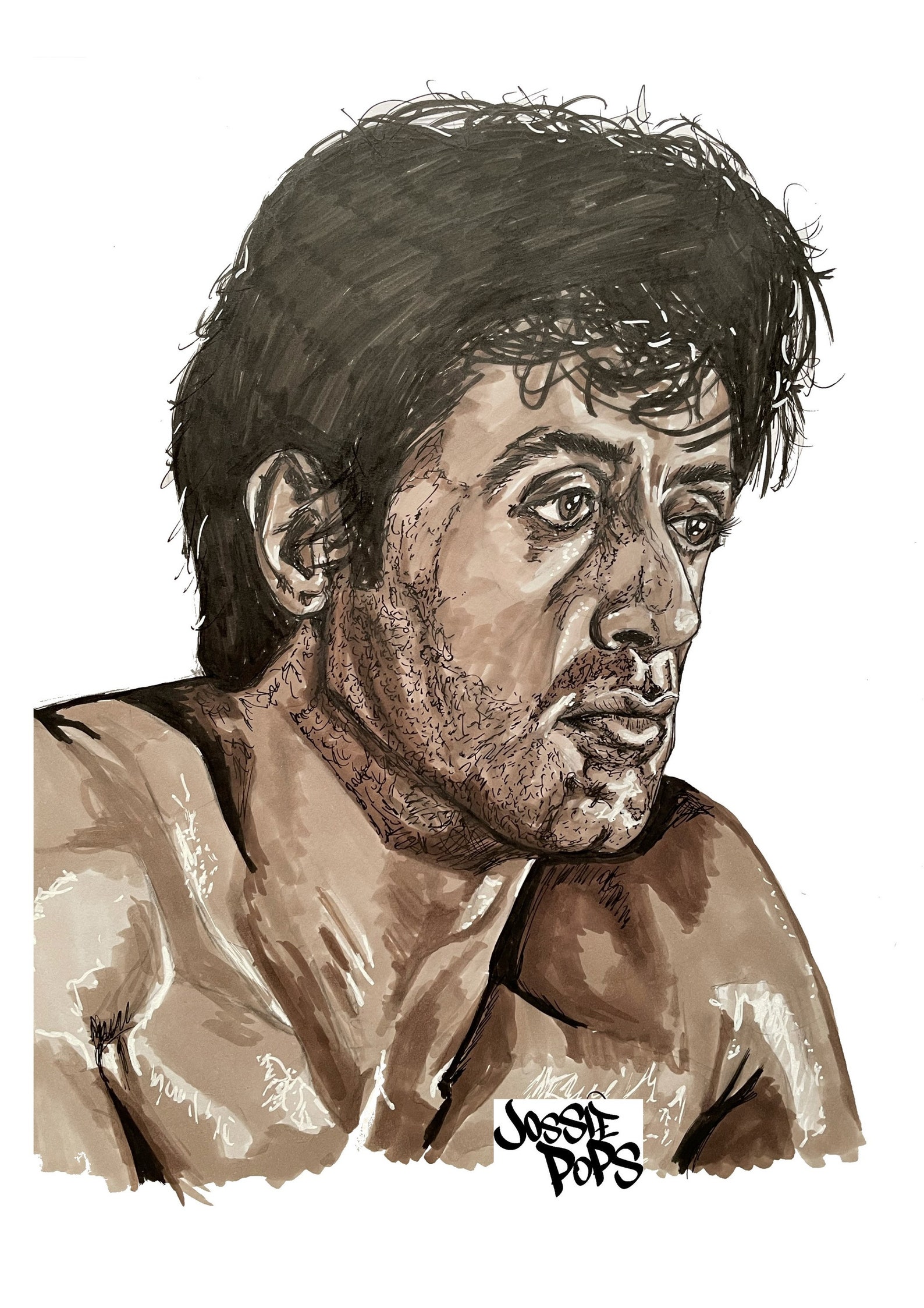 Rocky Balboa Freehand Drawing Print Etsy
