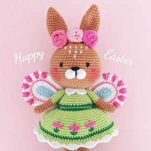 Marcia the fairy easter bunny pdf crochet amigurumi pattern