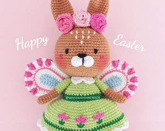 Marcia the fairy easter bunny pdf crochet amigurumi pattern