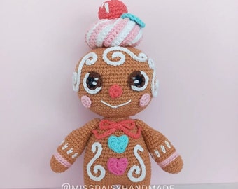 Pinky the Gingerbreadman by Miss Daisy/ Amigurumi crochet pdf pattern in english