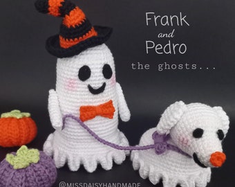 Frank and Pedro - ghost walking dog amigurumi pdf pattern by MISS DAISY