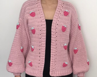 Patrón de crochet en PDF para cárdigan de fresas