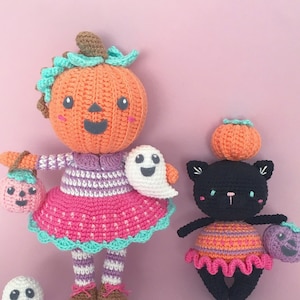 Halloween pumpkin doll and cat pdf amigurumi crochet patterns