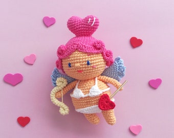 Lady Cupid Valentines crochet pattern amigurumi by MISS DAISY