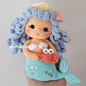 Mermaid Princess and her crab Amigurumi Crochet digital pdf pattern