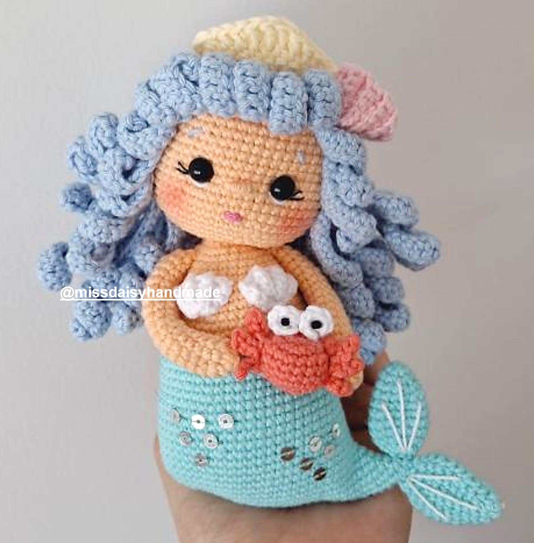 人魚姫とカニの編みぐるみデジタルPDFパターン - Etsy 日本