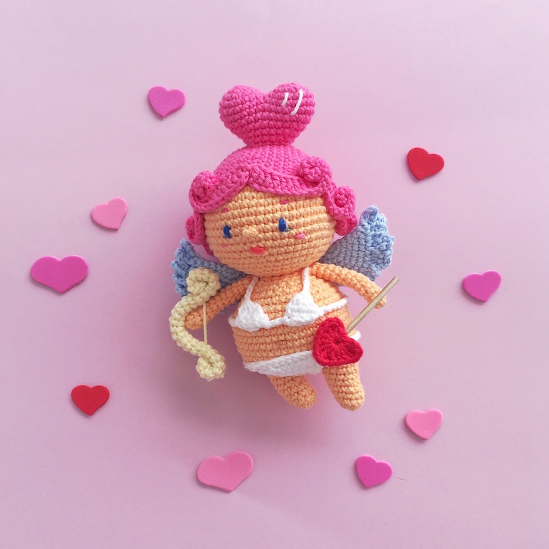 Schema amigurumi all'uncinetto Lady Cupido San Valentino di MISS DAISY immagine 1