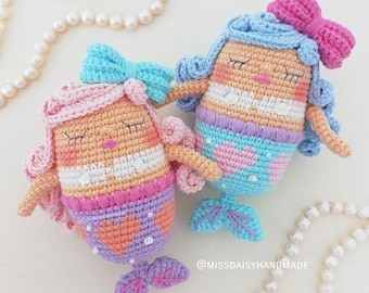 90s Chubby Mermaid pdf crochet amigurumi pattern by Miss Daisy