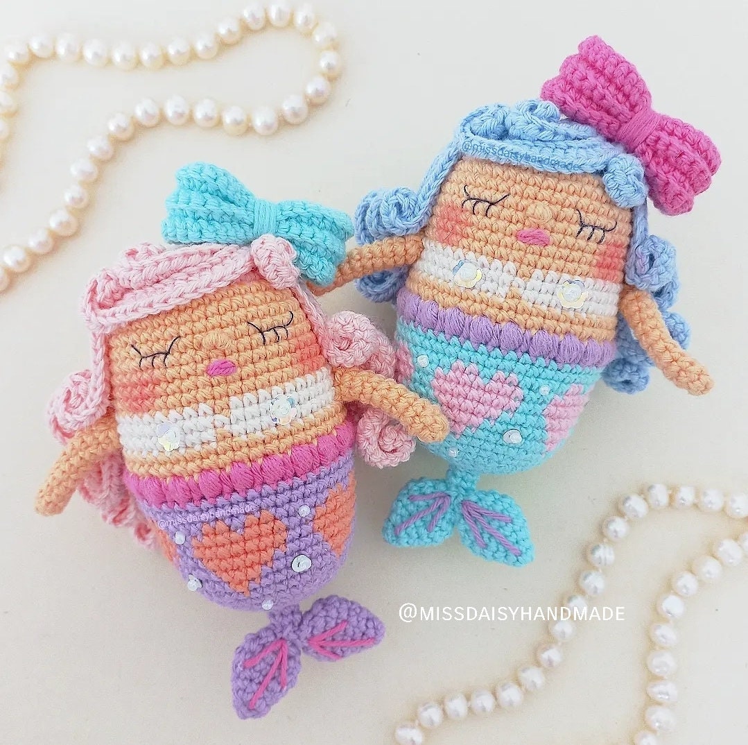 39 Mermaid Crochet Patterns: Amigurumi Dolls, Pocket Mermaids, and Creative Sea-Inspired... 7 90s Chubby Mermaid crochet amigurumi pattern by Miss Daisy