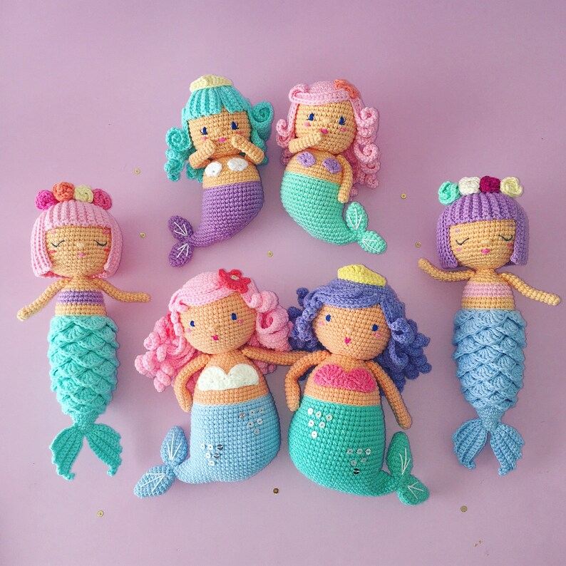 Mermaid Pack Amigurumi Crochet Digital Pdf Patterns Etsy