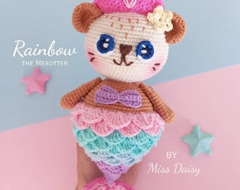 Rainbow, the Merotter crochet amigurumi PDF pattern by Miss Daisy
