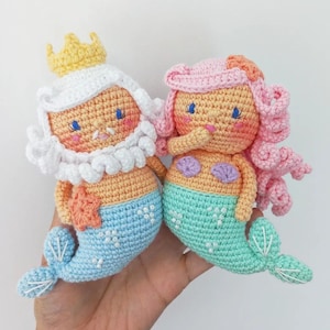 King Triton and the Mermaid amigurumi crochet pattern by  Miss Daisy