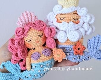 The Sea King and the Little Mermaid by Miss Daisy - pdf amigurumi crochet pattern ENGLISH