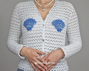 The Mermaid Cardigan crochet pattern PDF by Miss Daisy