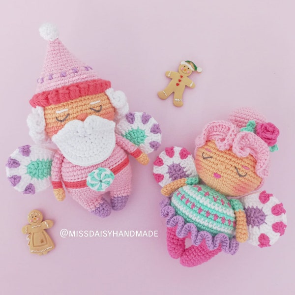Sugarplum Fairy and Little Santa pdf PATTERN crochet amigurumi