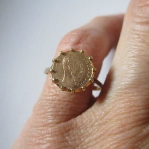 Gold ring chevalier with coin &quot;Emperador Maximilian&quot;