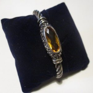 Rigid bracelet in solid sterling silver Old fashion style with topaz