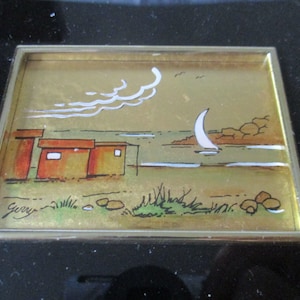 Painting on &quot;gold leaf 23kt&quot;  Seaside