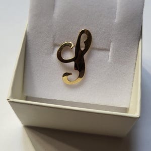 Peut inclure: Un charme en forme de lettre 'S' cursive de couleur dorée dans une boîte blanche.