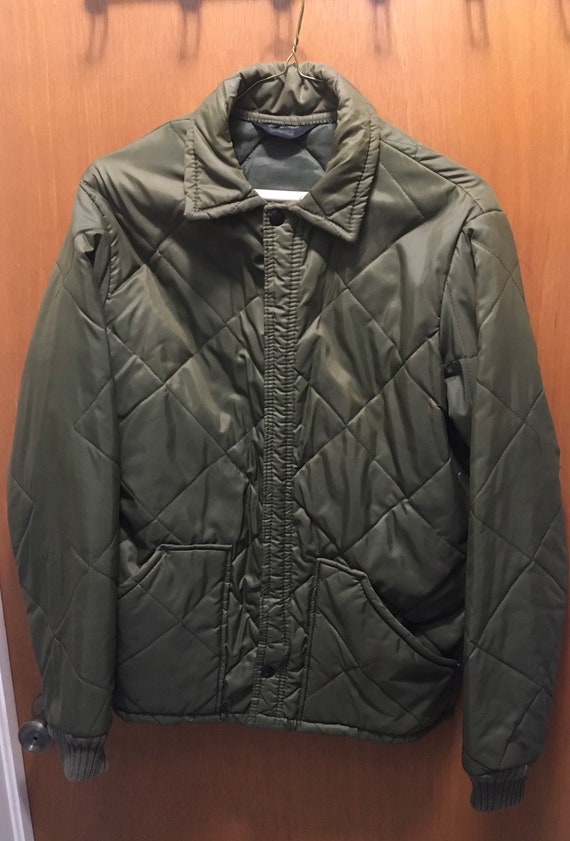 Vintage Olive Green Diamond Quilted Jacket