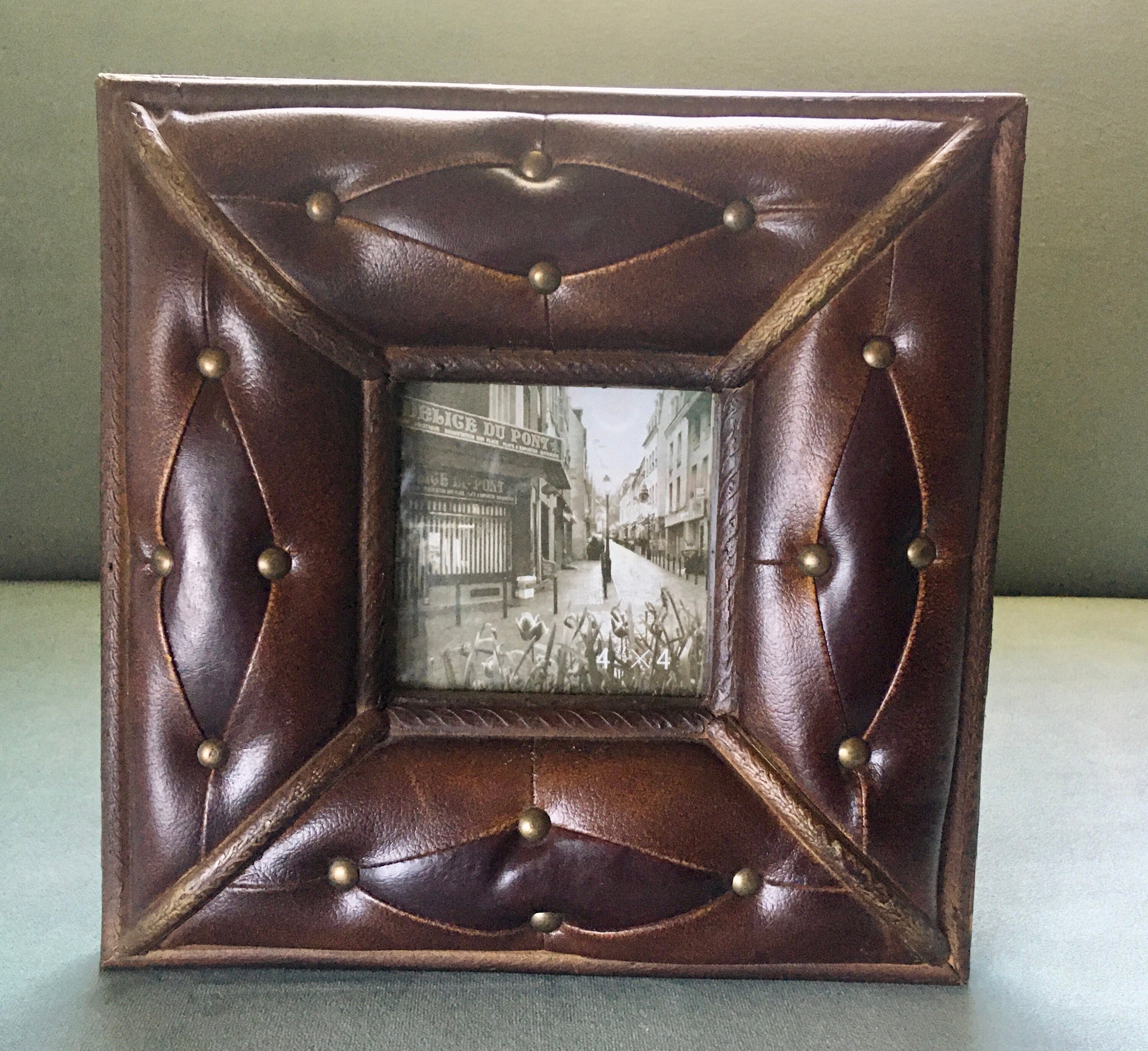 Vintage Faux Leather Studded Picture Frame Etsy