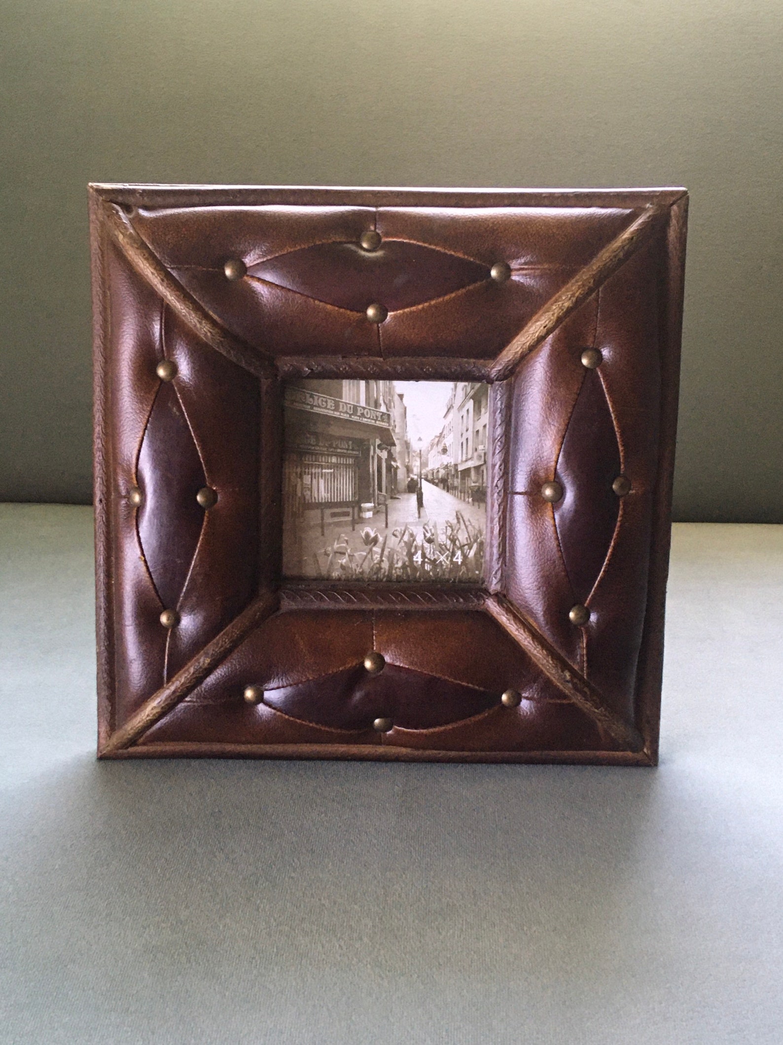 Vintage Faux Leather Studded Picture Frame Etsy