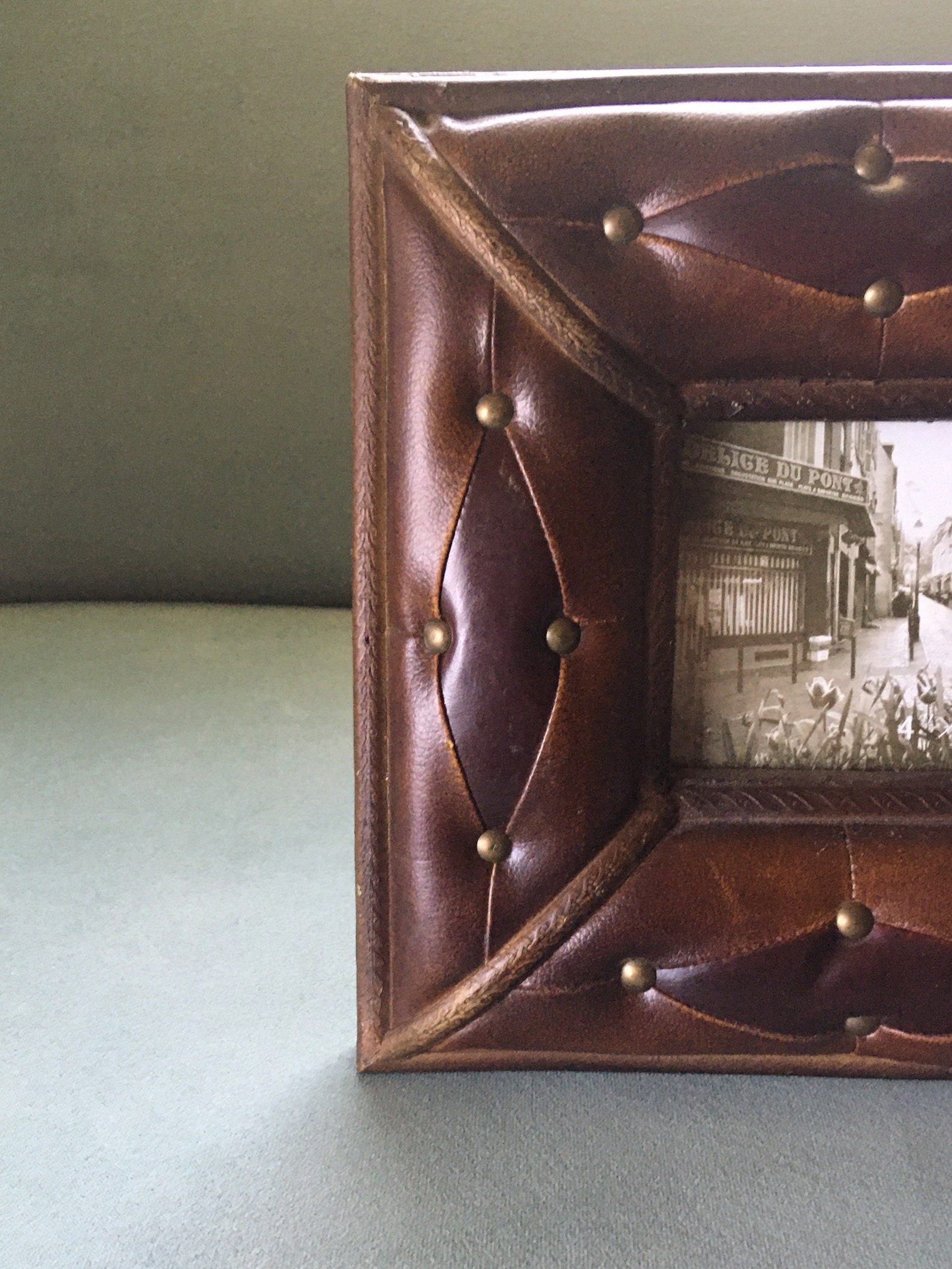 Vintage Faux Leather Studded Picture Frame Etsy