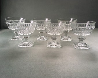 6 Indiana Glass Mount Vernon Square Based Champagne/ Sherbet Glasses