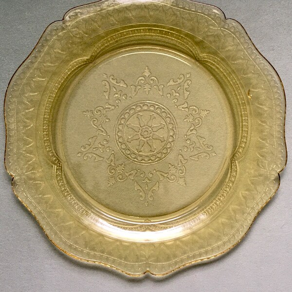 Yellow Glass Plate Etsy