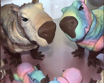 3D Printed Capybara, capybara articulated flexi fidget, capybara Keychain