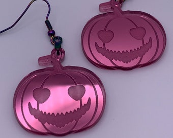 pastel goth pumpkin earrings, Jack o lantern earrings, Halloween earrings