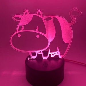 Farm game cow lamp, kawaii harvest lamp, mini cow lamp