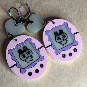 Digital pet earrings, 90s retro earrings, gamer earrings
