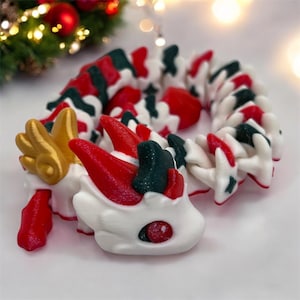3d printed Christmas dragon, Atria dragon, articulated flexi dragon