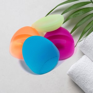 Soft Silicone Face Scrubber and Exfoliating Brush for Sensitive or Dry Skin (Set of 4)