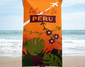 Beach Towel - Let's Go to Peru - Jungle & Passion Flower Vines (30 x 60 in)