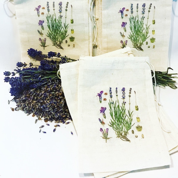 Botanical Lavender Sachet/Party/Favor Bags - 6 pack (4x6) (5x7)