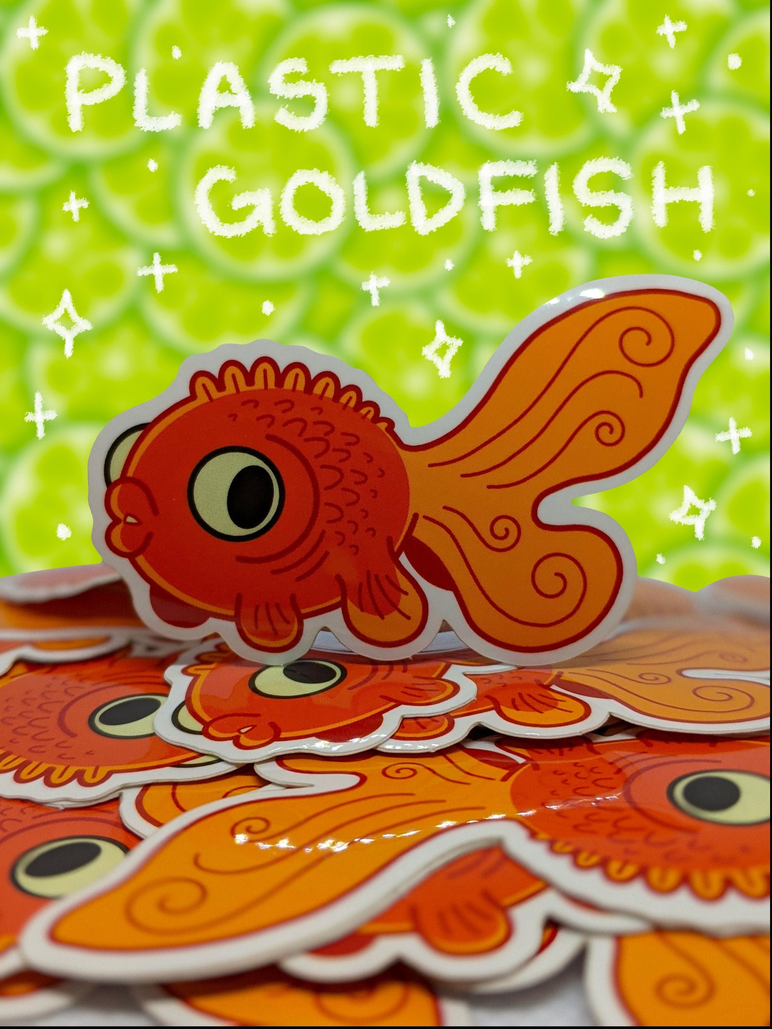 Plastic Goldfish Sticker | Etsy