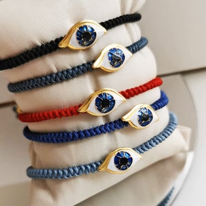 Tennis Bracelet with Evil Eye Charm, Adjustable Silver Protection & Friendship Jewelry