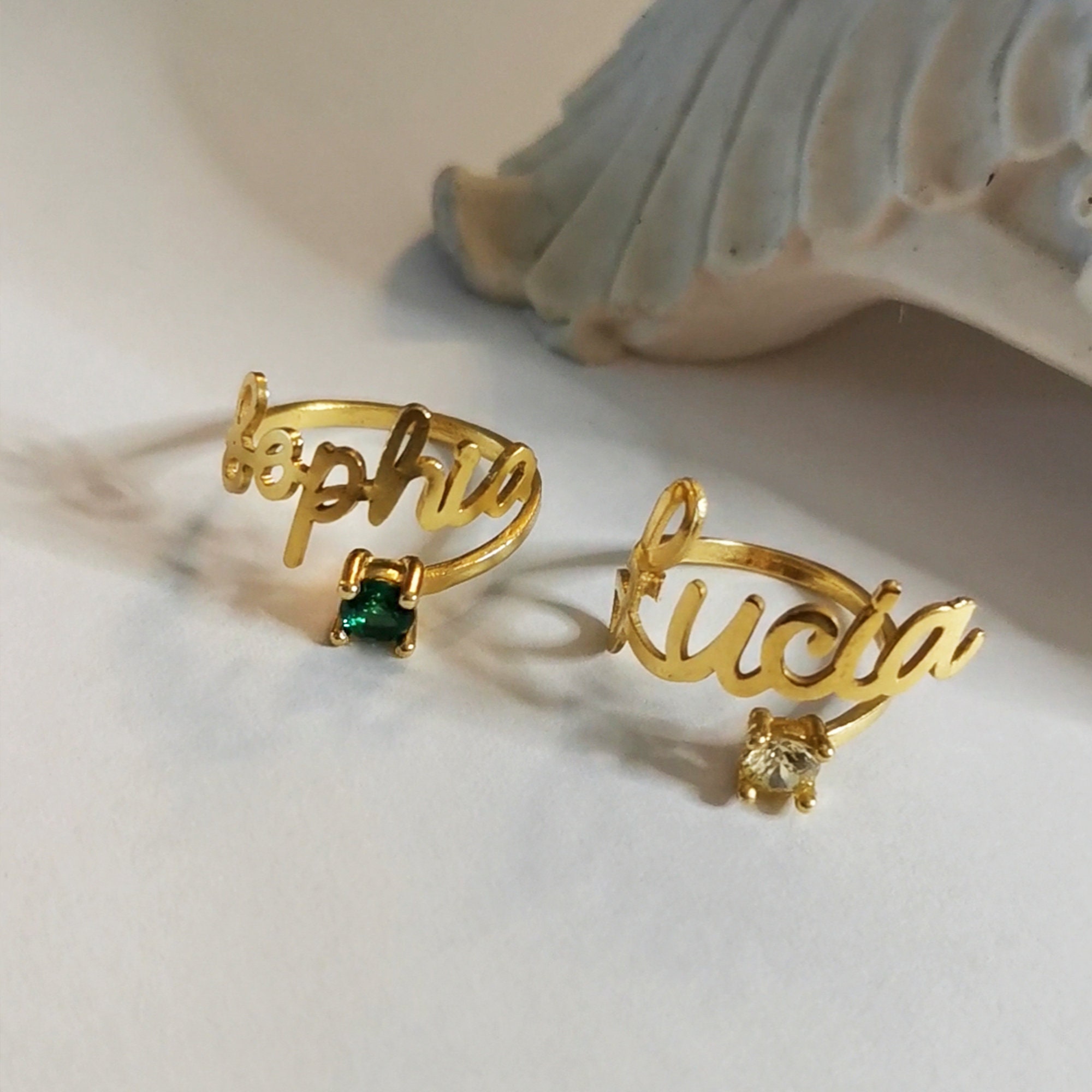 Personalized birthstone rings with names deals