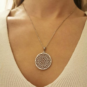 Flower of Life Necklace - Mandala Pendant with Sacred Geometry Design, Spiritual Jewelry Gift for Women & Men, Yoga, Meditation Accessory