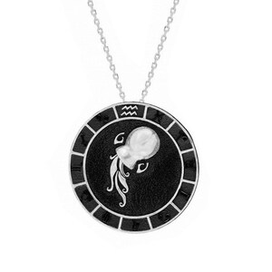Vintage Silver Zodiac Pendant Necklace, Astrology Jewelry Gift, Handcrafted Celestial Charm, Star Sign Accessory for Women & Men