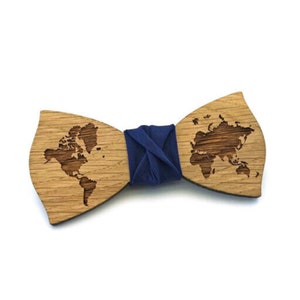 GIGLI BOTTEGA Carte Wooden Bow Tie | Cadeau italien fait à la main de noeud papillon | Parfait pour l’aventure, les amateurs de voyageurs, professeur de géographie cartographie