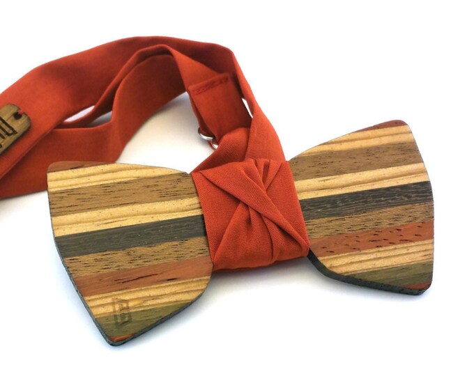 GIGLI BOTTEGA Wooden bow tie with matching Cufflink Set | Italian Hand made Wood Bowtie Gift, Perfect for Wedding, Father's Day Gift