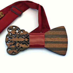 GIGLI BOTTEGA Wooden bow tie | Italian Hand Made Bow Tie Gift | Perfect idea for men Wedding Gala Dinner Father's Day Gift Wine dinner