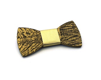 GIGLI BOTTEGA Golden Wooden bow tie  | Men accessories |  Italian Hand made Wood Bowtie Gift, Perfect for wedding, Gala or Concert